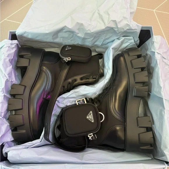 Women's Black Monolith Combat Boots - Picture 1 of 16